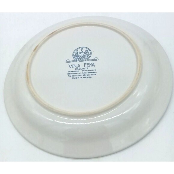 Vtg Vina Fera Radiance 11" Fruit Floral Pattern Blue Trim Dinner Plate Mexico - Picture 6 of 6